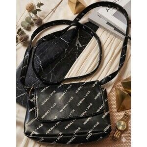 Kendall & Kylie Black Crossbody Bag Purse Kardashians Black/ White,Trendy,Logo
